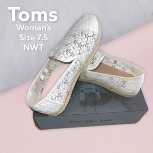 Tom’s Deconstructed Alpargata Rope Floral Lace 7.5